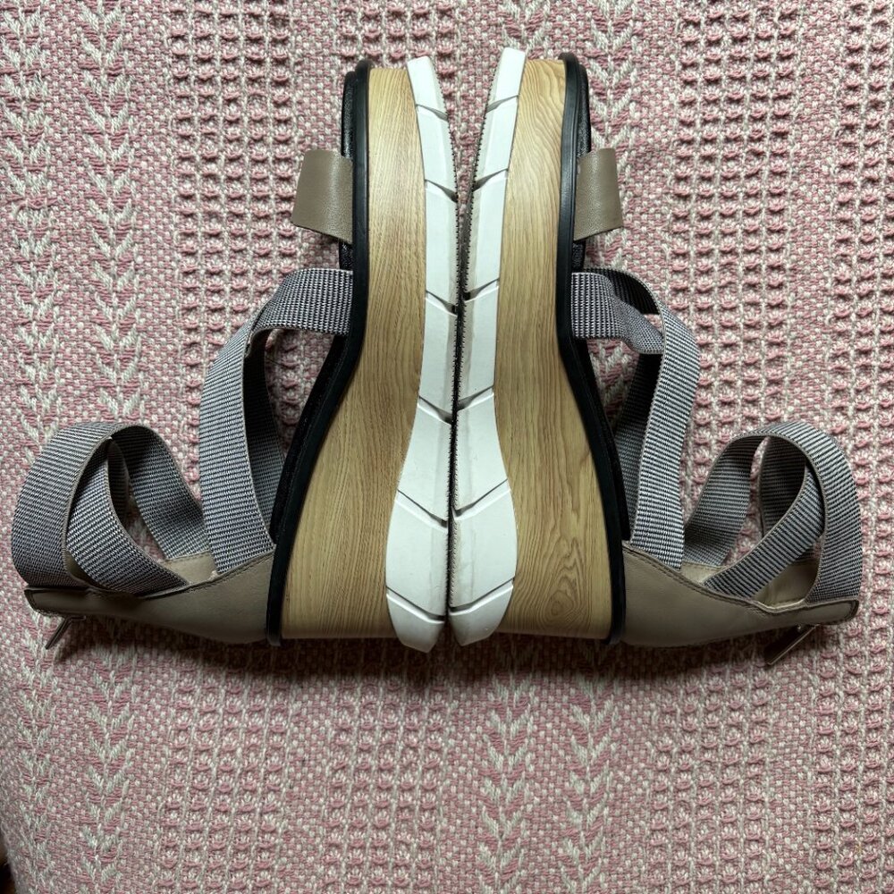 Sorel Joanie III sporty platform wedge sandals taupe black white women's 8 - Picture 6 of 7